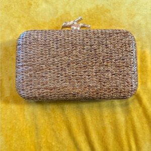 Kelly & Katie Woven Brown Clutch with Chain strap NWT